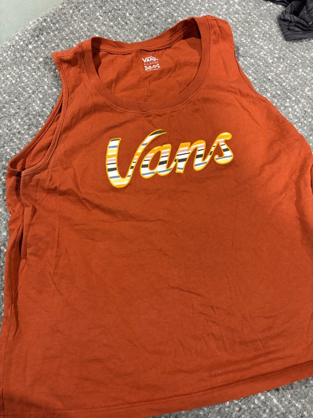 Vans Burnt Orange Striped Logo Tank